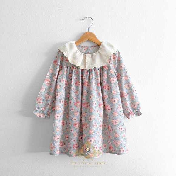 Other - NWT Pretty Girls Eyelet Embroidered Lace Bib Collar Long Sleeve Dress Boho 6Y